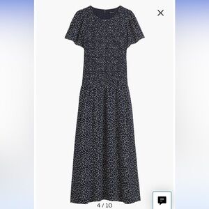 Madewell smocked polka dot midi dress